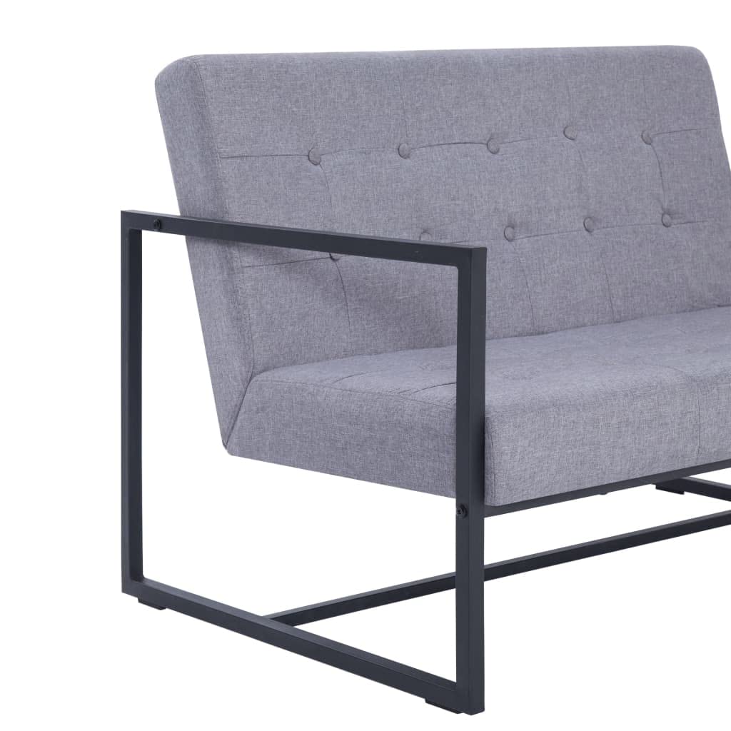 Light Gray Fabric Upholstered 2-Seater Loveseat with Armrests Z405809