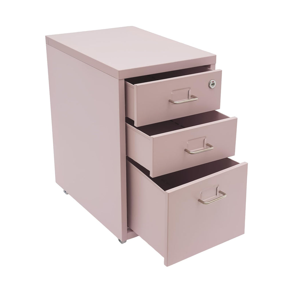 Pink 3 Drawer Metal File Cabinet with Lock Y9428