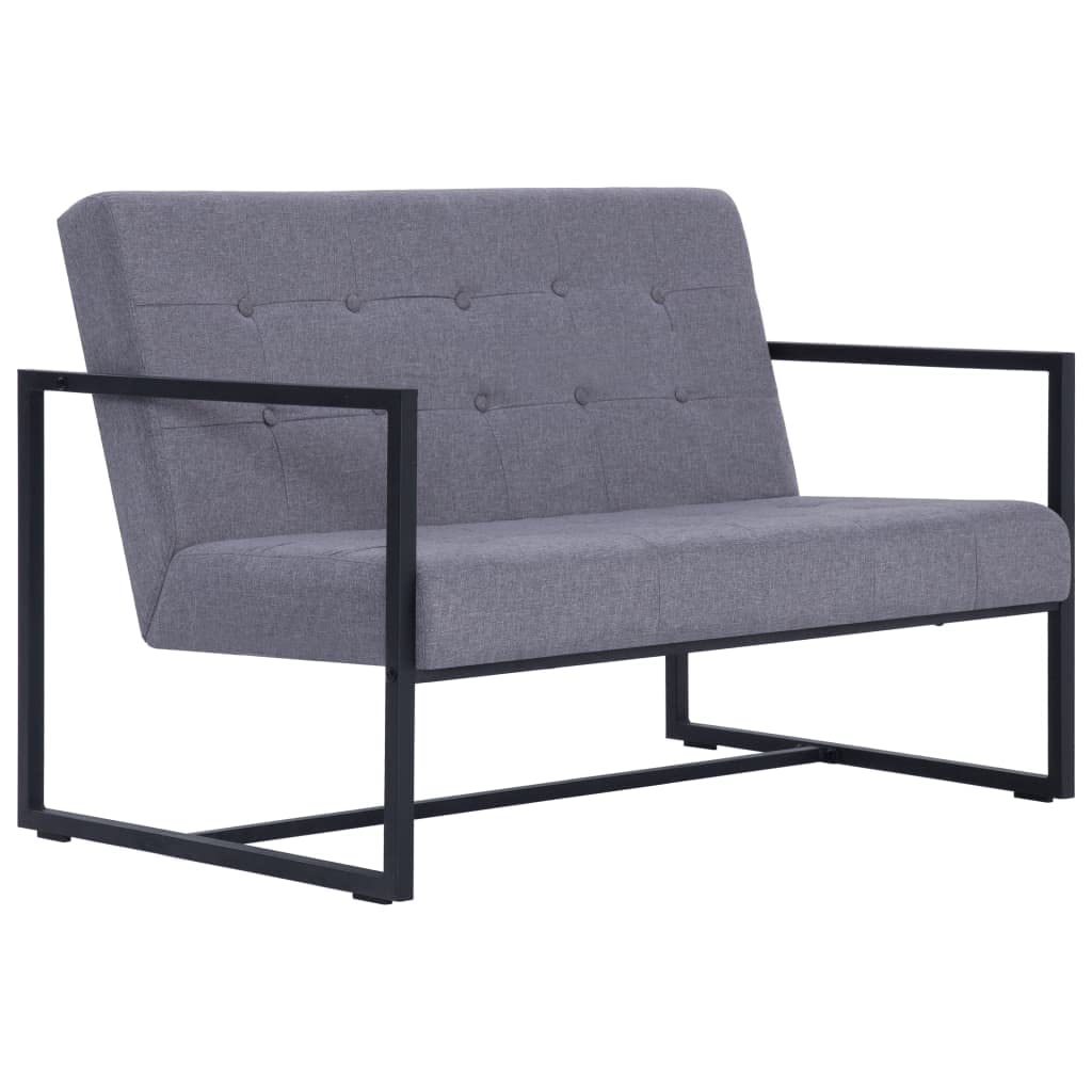 Light Gray Fabric Upholstered 2-Seater Loveseat with Armrests Z405809