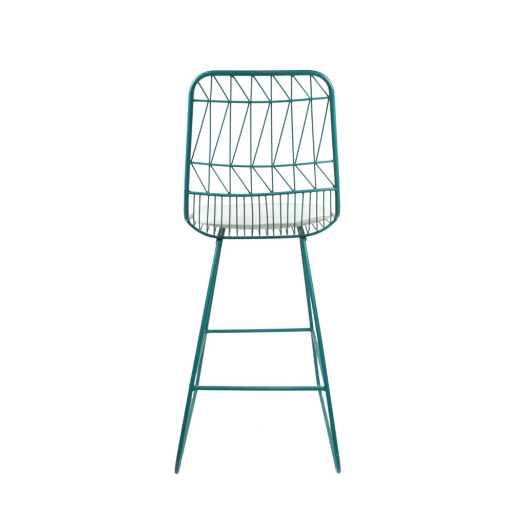 Teal Iron Patio Bar Stools with Cushion, Set of 2 Y261