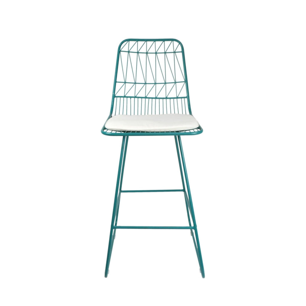 Teal Iron Patio Bar Stools with Cushion, Set of 2 Y261