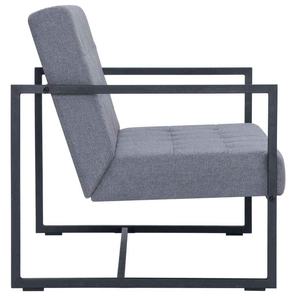 Light Gray Fabric Upholstered 2-Seater Loveseat with Armrests Z405809