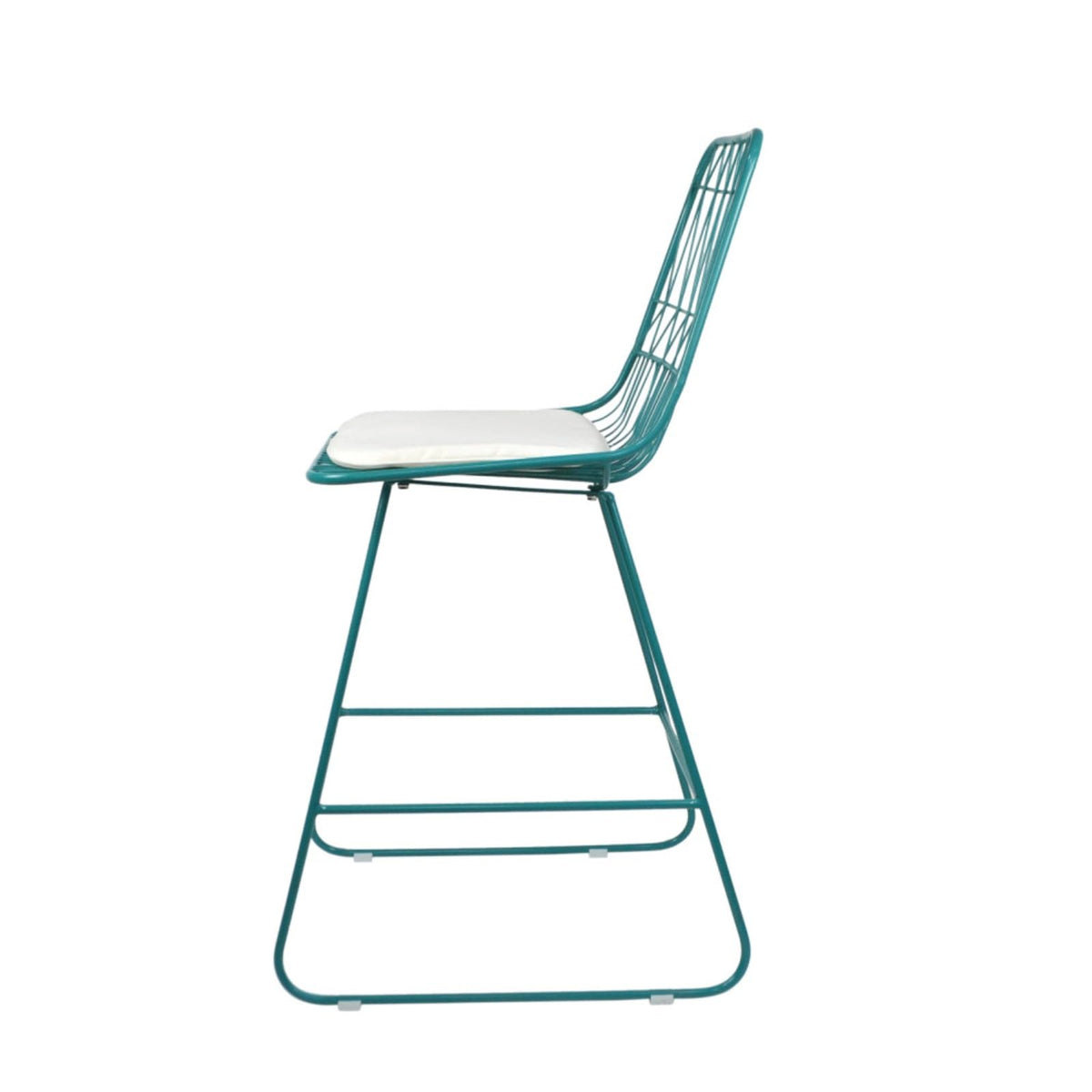 Teal Iron Patio Bar Stools with Cushion, Set of 2 Y261