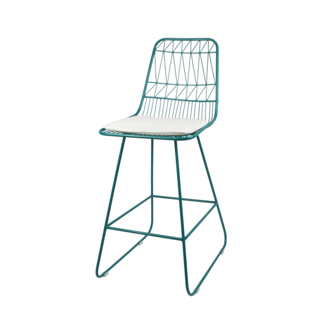 Teal Iron Patio Bar Stools with Cushion, Set of 2 Y261