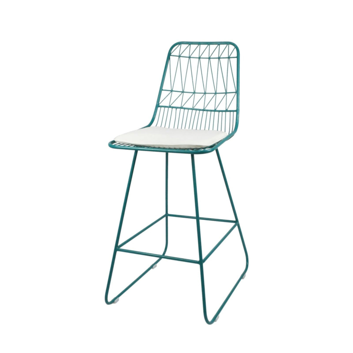 Teal Iron Patio Bar Stools with Cushion, Set of 2 Y261