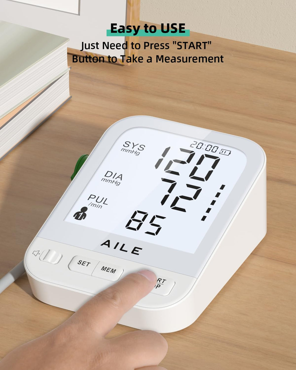 FDA Cleared Blood Pressure Monitor Large LCD Display B2812