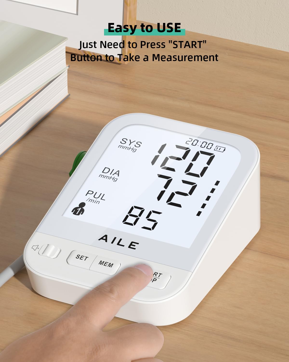 FDA Cleared Blood Pressure Monitor Large LCD Display B2812
