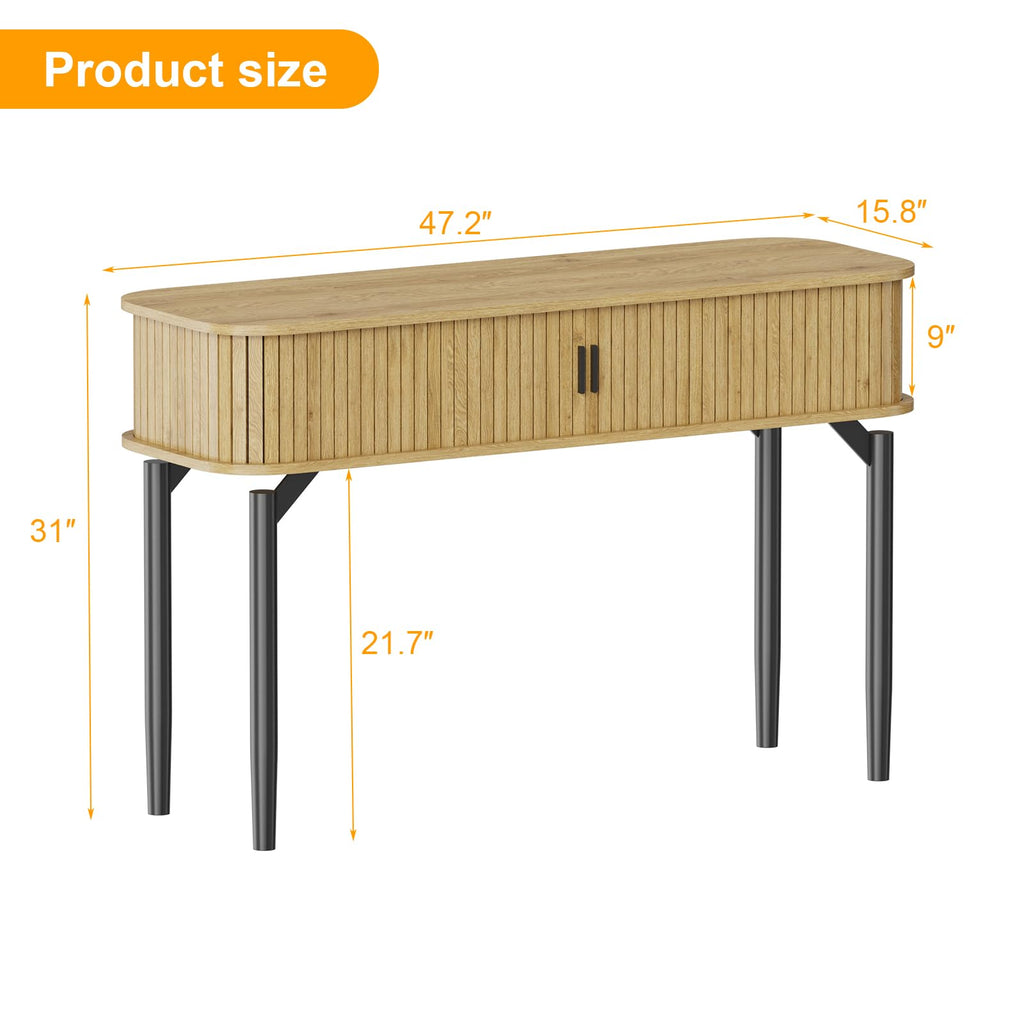 47" Fluted Narrow Console Table with 2 Drawers & Sliding Door H635781
