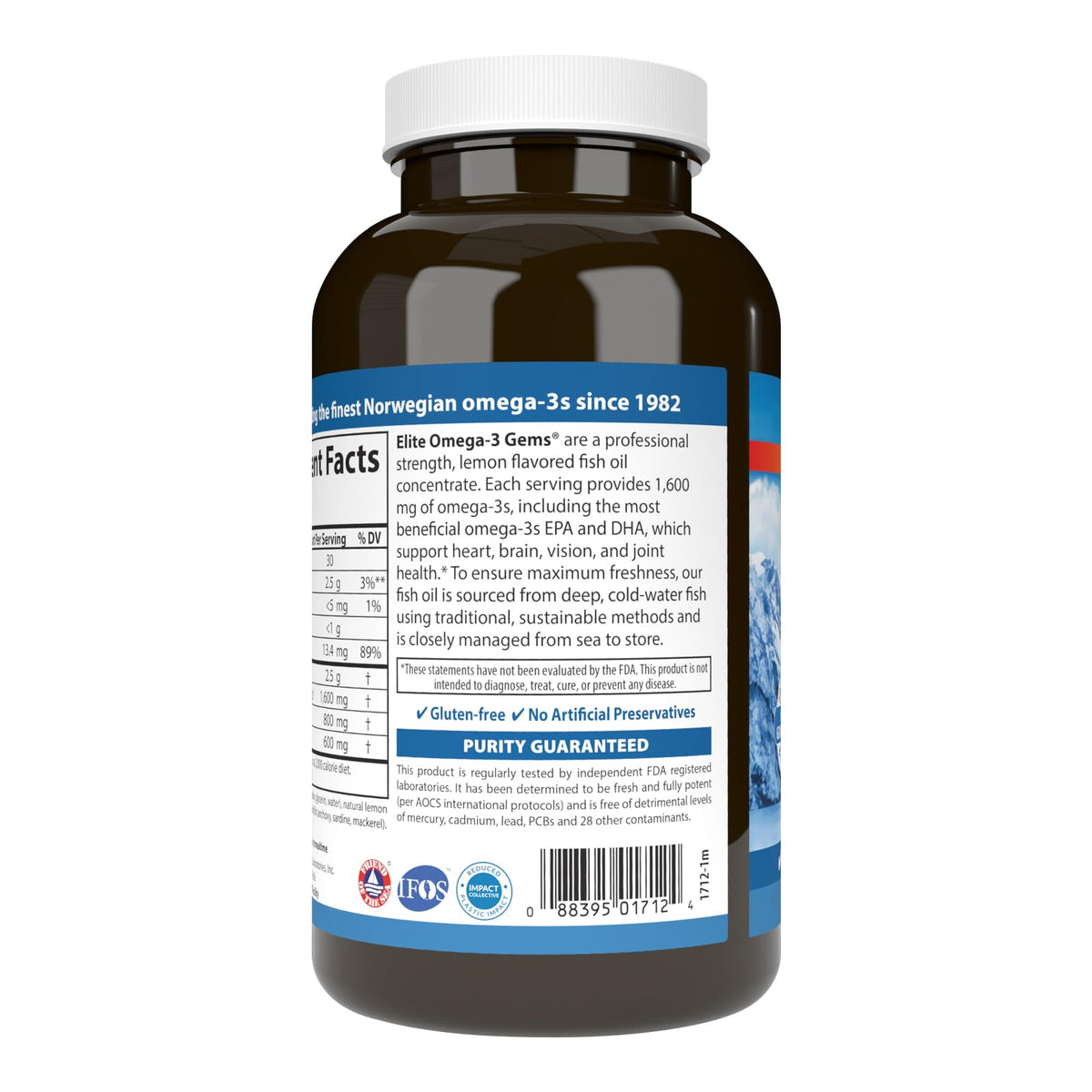 Omega-3 1600 mg Lemon 180 Softgels W3319