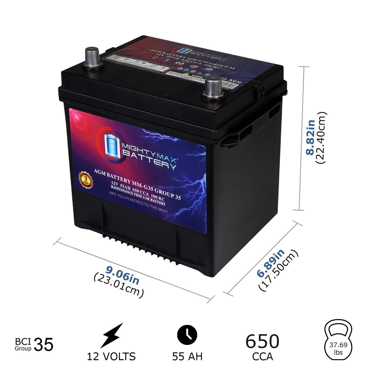 12V 55Ah AGM Replacement Battery R4401