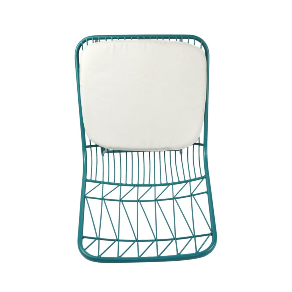 Teal Iron Patio Bar Stools with Cushion, Set of 2 Y261