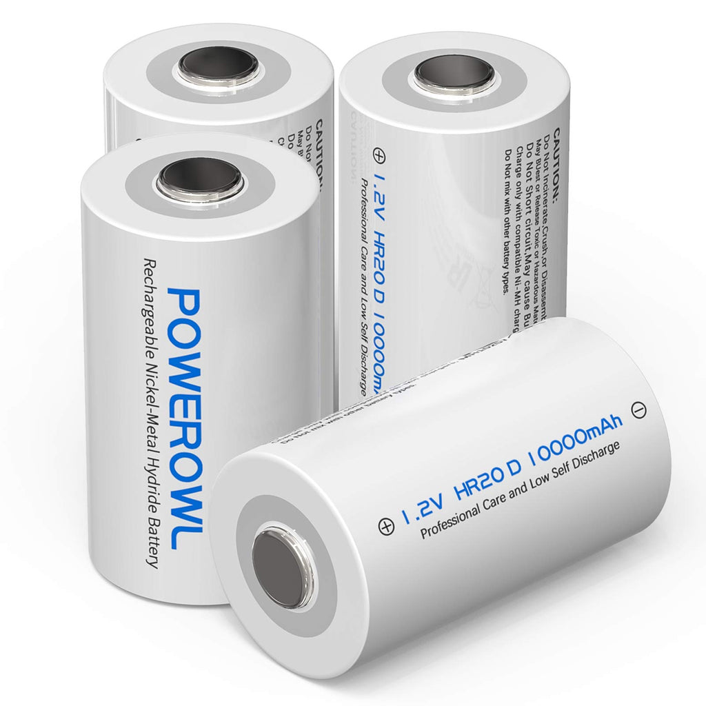 Rechargeable D Batteries 10000mah NiMH 4 Count J940