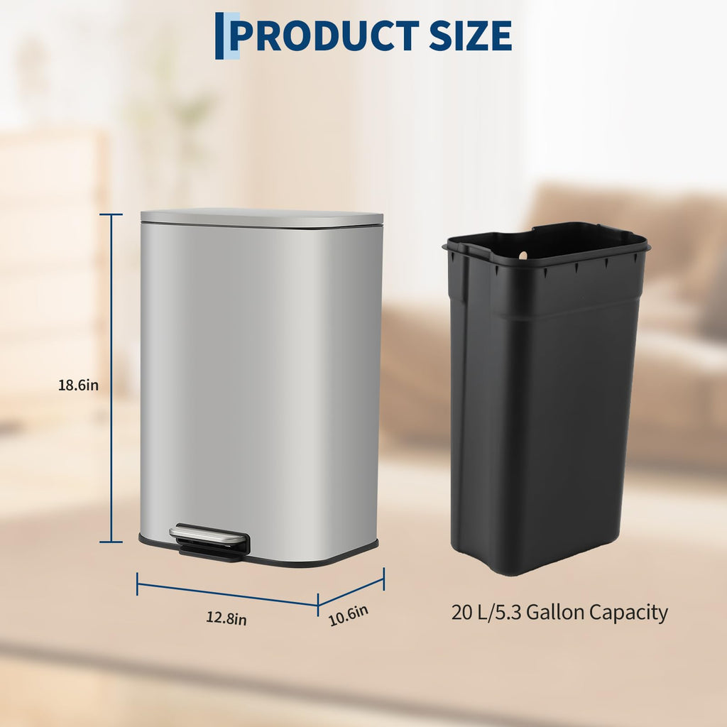 13.2 gal Stainless Steel Step Trash Can F49127