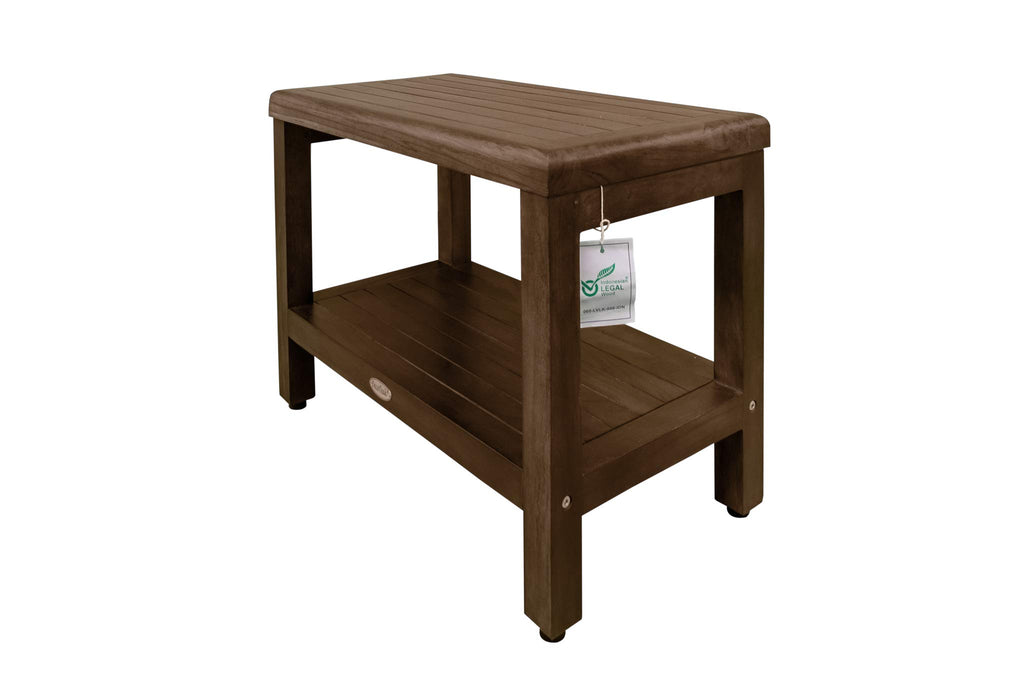 24" Teak Shower Bench with Shelf H1853
