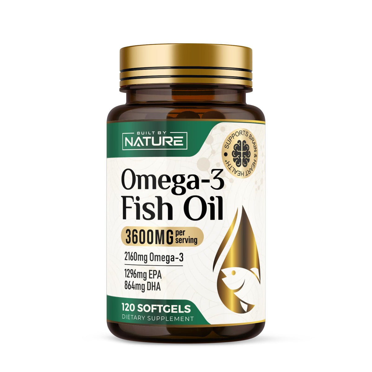 Omega-3 Fish Oil 3600mg 120 Softgels High EPA & DHA D16517