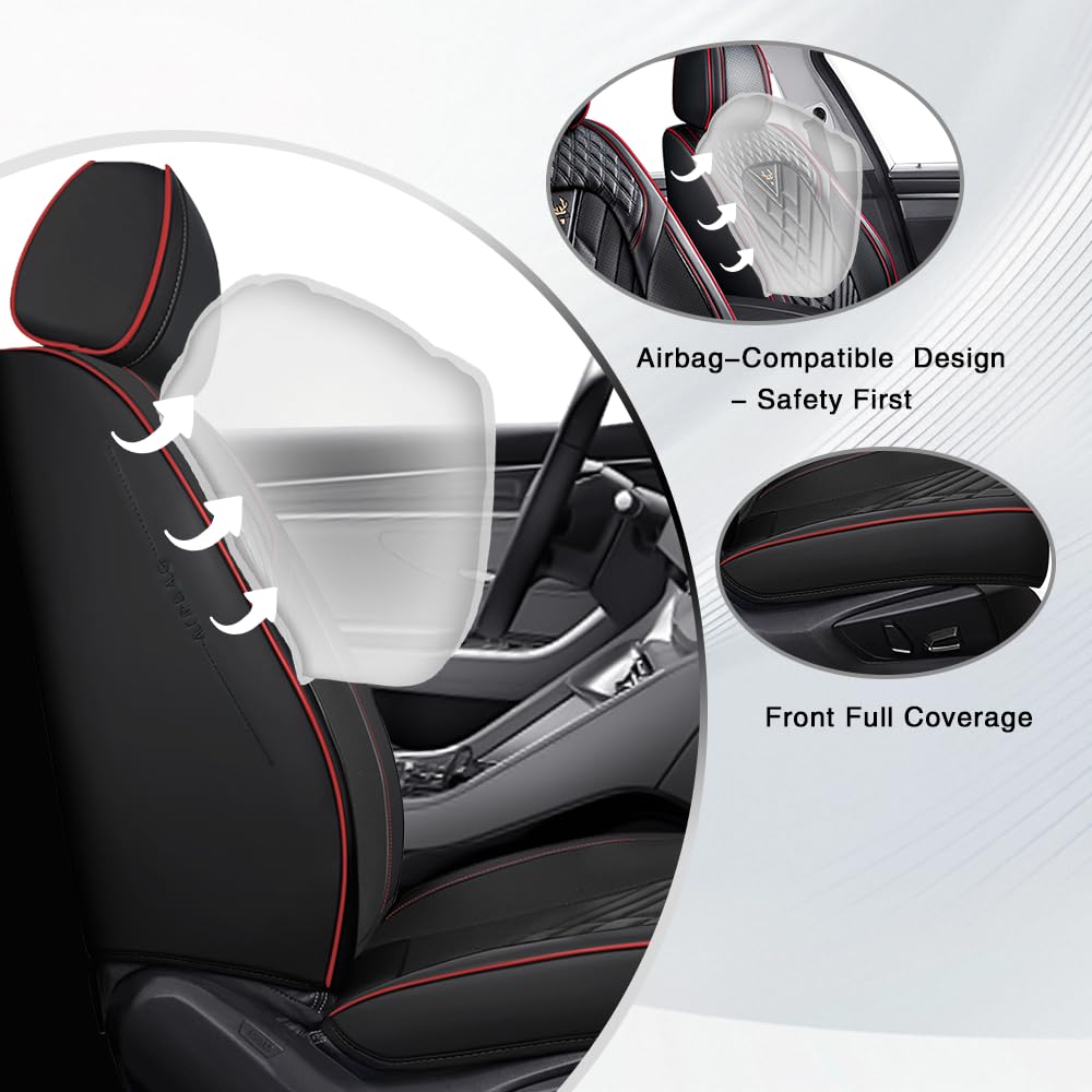 Toyota Tundra Seat Covers Nappa Leather 5 Seats Black Red Q496