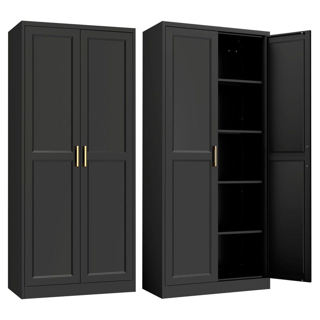 71" Metal Pantry Storage Cabinet with Doors & 4 Adjustable Shelves P240