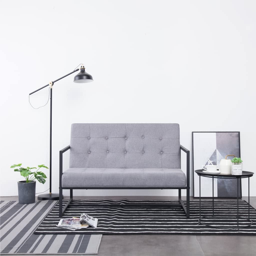 Light Gray Fabric Upholstered 2-Seater Loveseat with Armrests Z405809