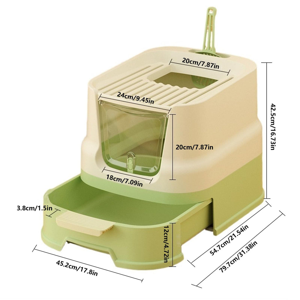Enclosed Plastic Cat Litter Box with Lid and Scoop P1442