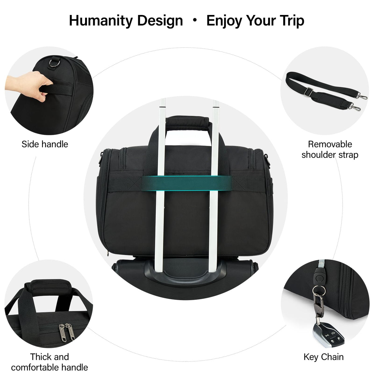 Black Lightweight Water Resistant Foldable Travel Duffel Bag G70936