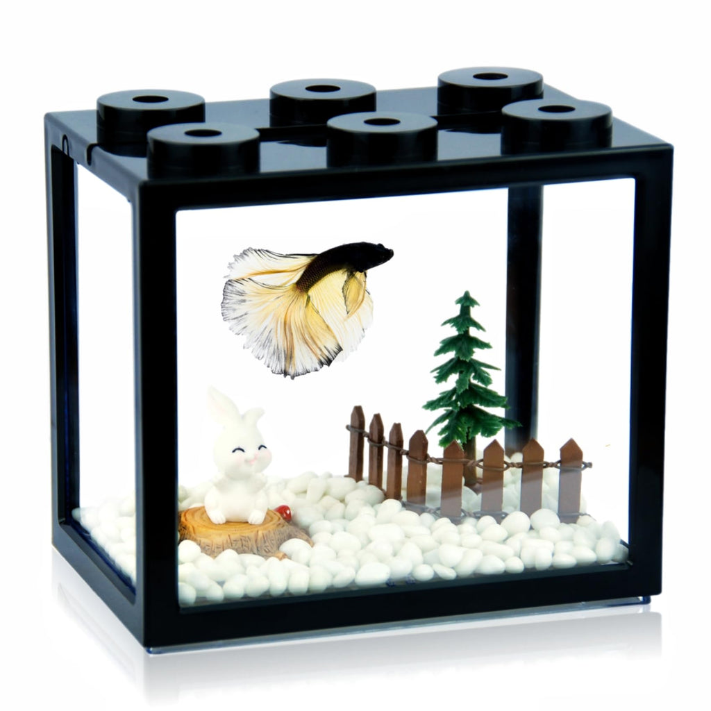 0.6 Gallon Acrylic Stackable Mini Aquarium Tank with Gravel Z340953