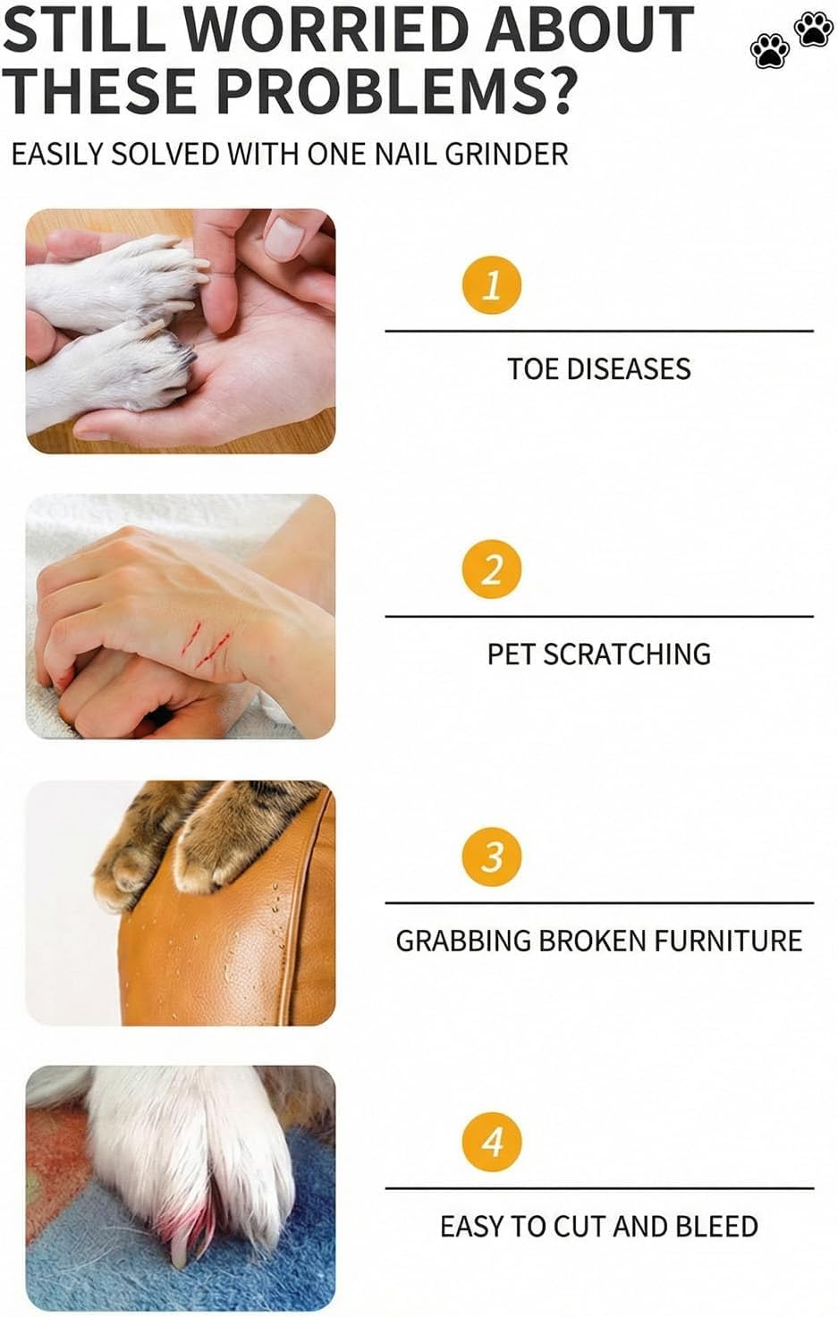 Electric Pet Nail Trimmer with LED Light 3-Speed J1665