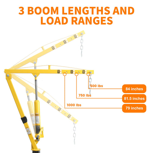 1000 lb Capacity Hydraulic Swivel Hitch Mount Truck Crane N436992