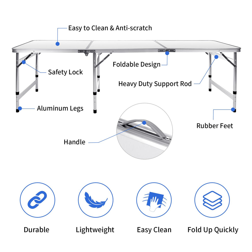 6FT Adjustable Folding Camping Table X4152