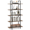 5-Tier Rustic Brown Bookshelf with Metal Frame X51833