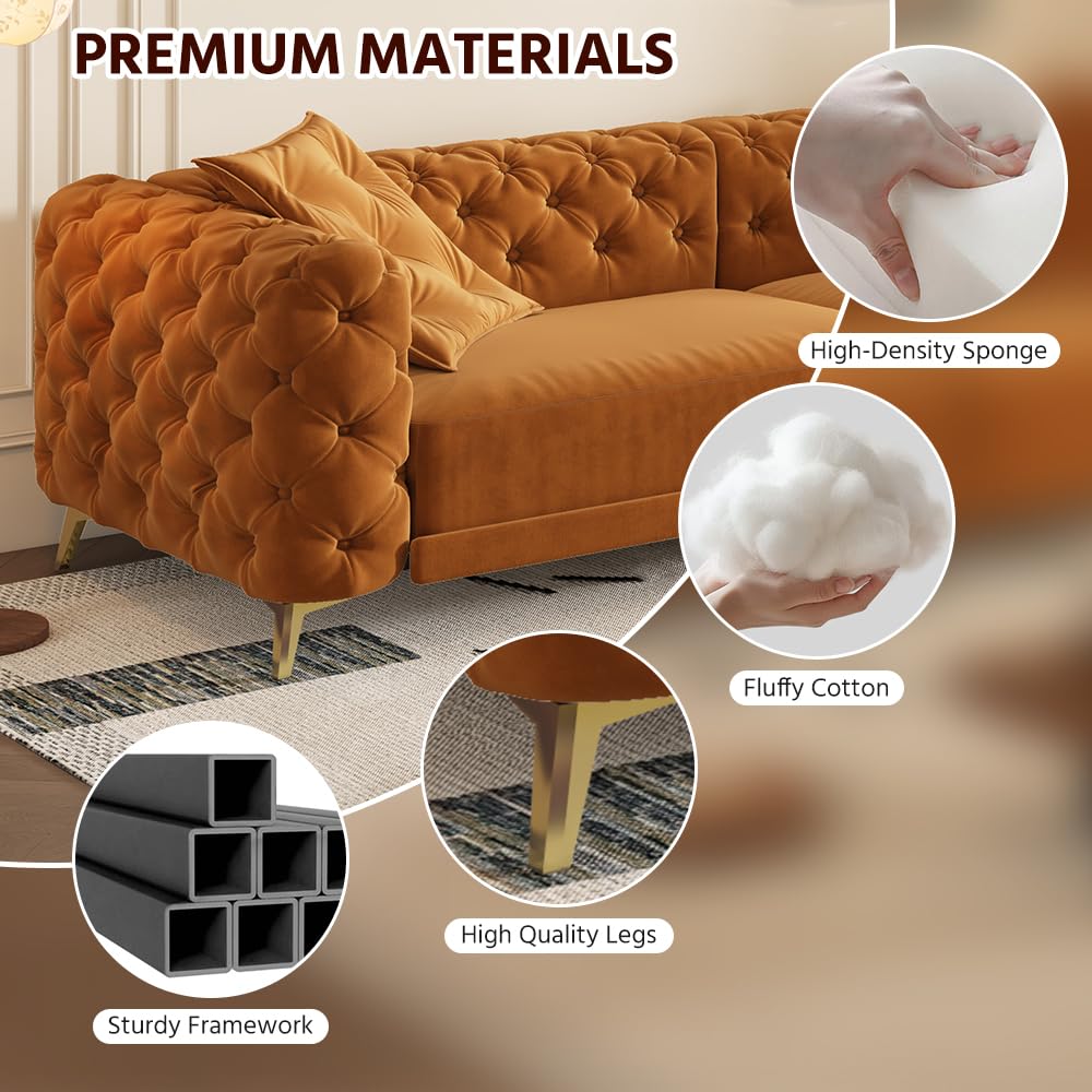 King Velvet Pull Out Sleeper Sofa with Ottoman H6843