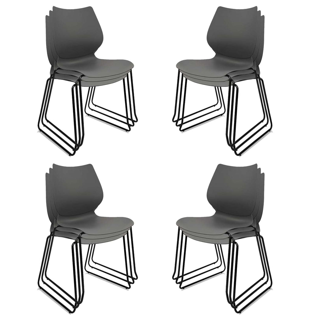 Stacking Chairs with Metal Legs Set of 12, Grey M9336