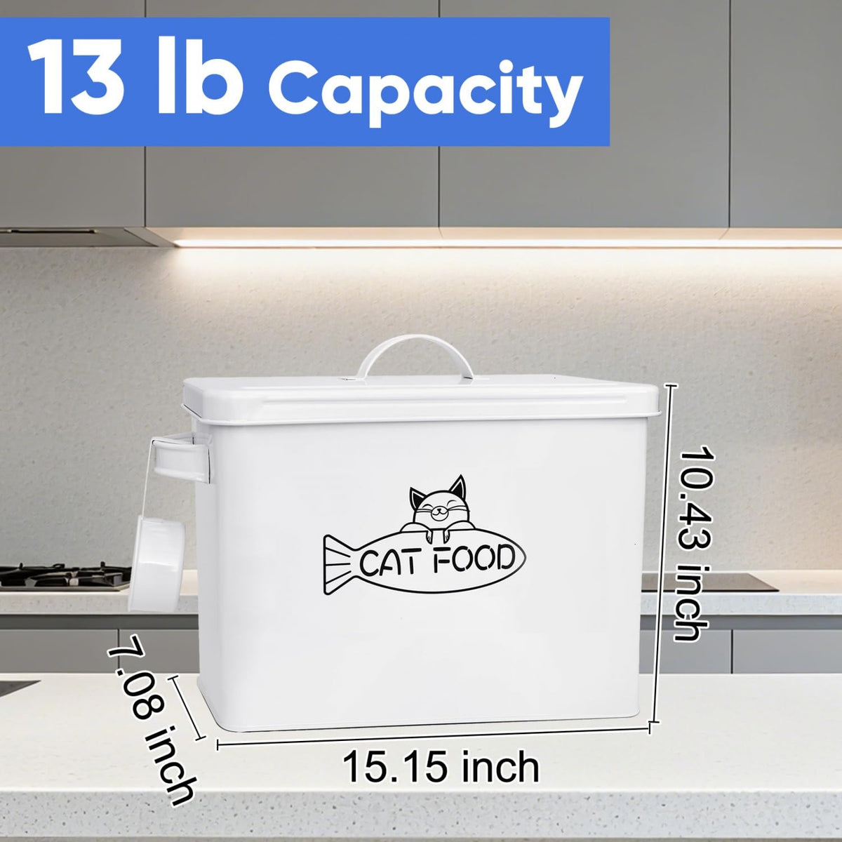 Large Airtight Pet Food Storage Container with Lid and Scoop 12-13 lbs R7814