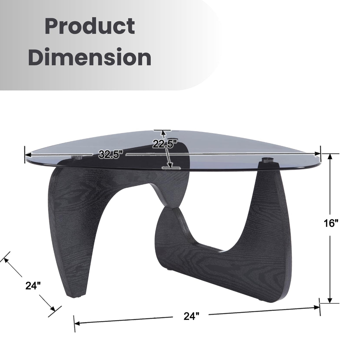 Modern Triangle Glass Coffee Table with Wood Base M503