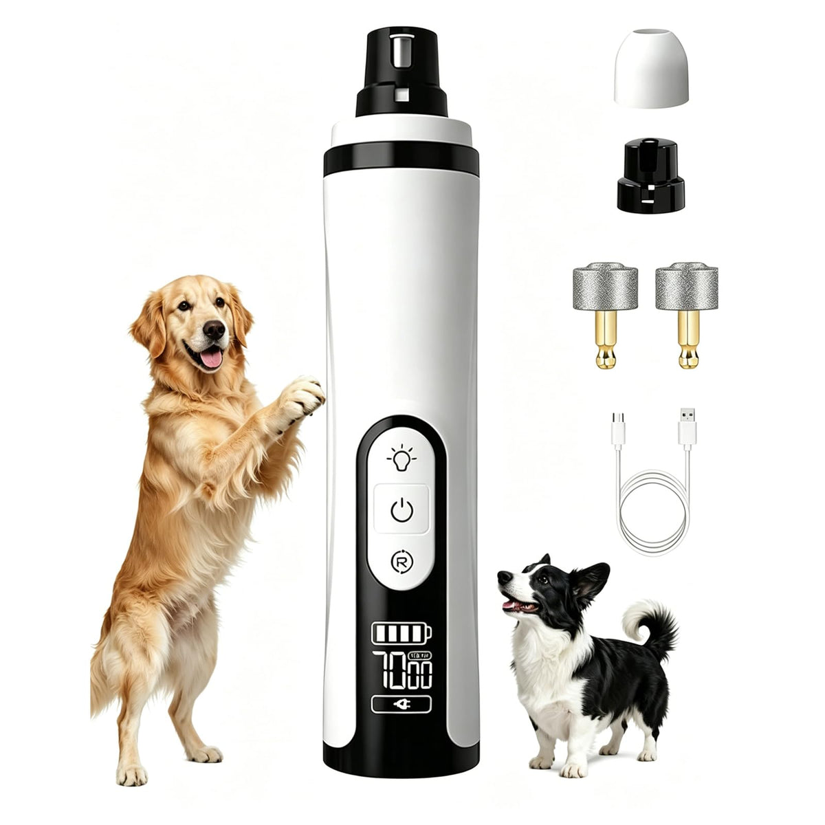 Electric Pet Nail Trimmer with LED Light 3-Speed J1665