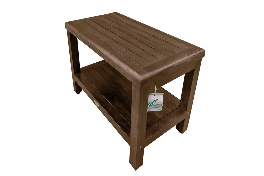 24" Teak Shower Bench with Shelf H1853