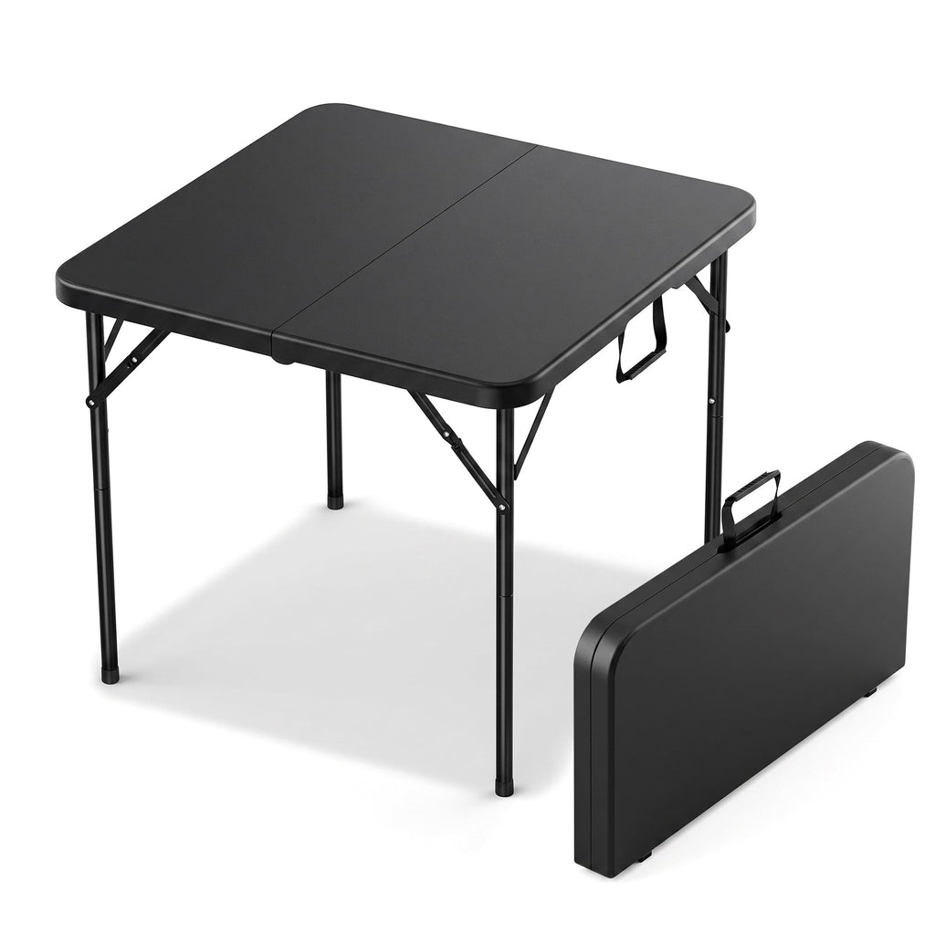 34" Square Folding Card Table with Built-in Handle, Black U194967