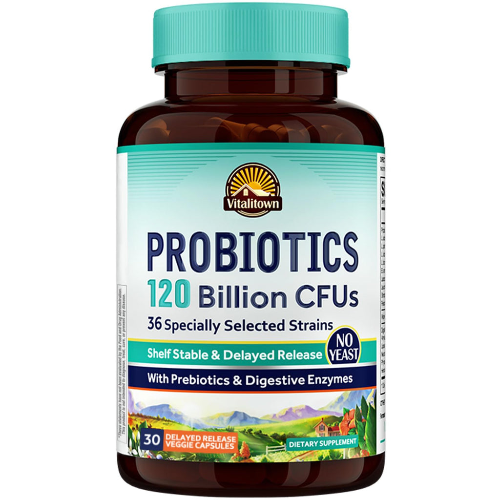 Probiotics 120 Billion CFUs 36 Strains with Prebiotics & Digestive Enzymes 30 Veg Caps X261