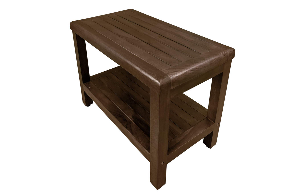 24" Teak Shower Bench with Shelf H1853