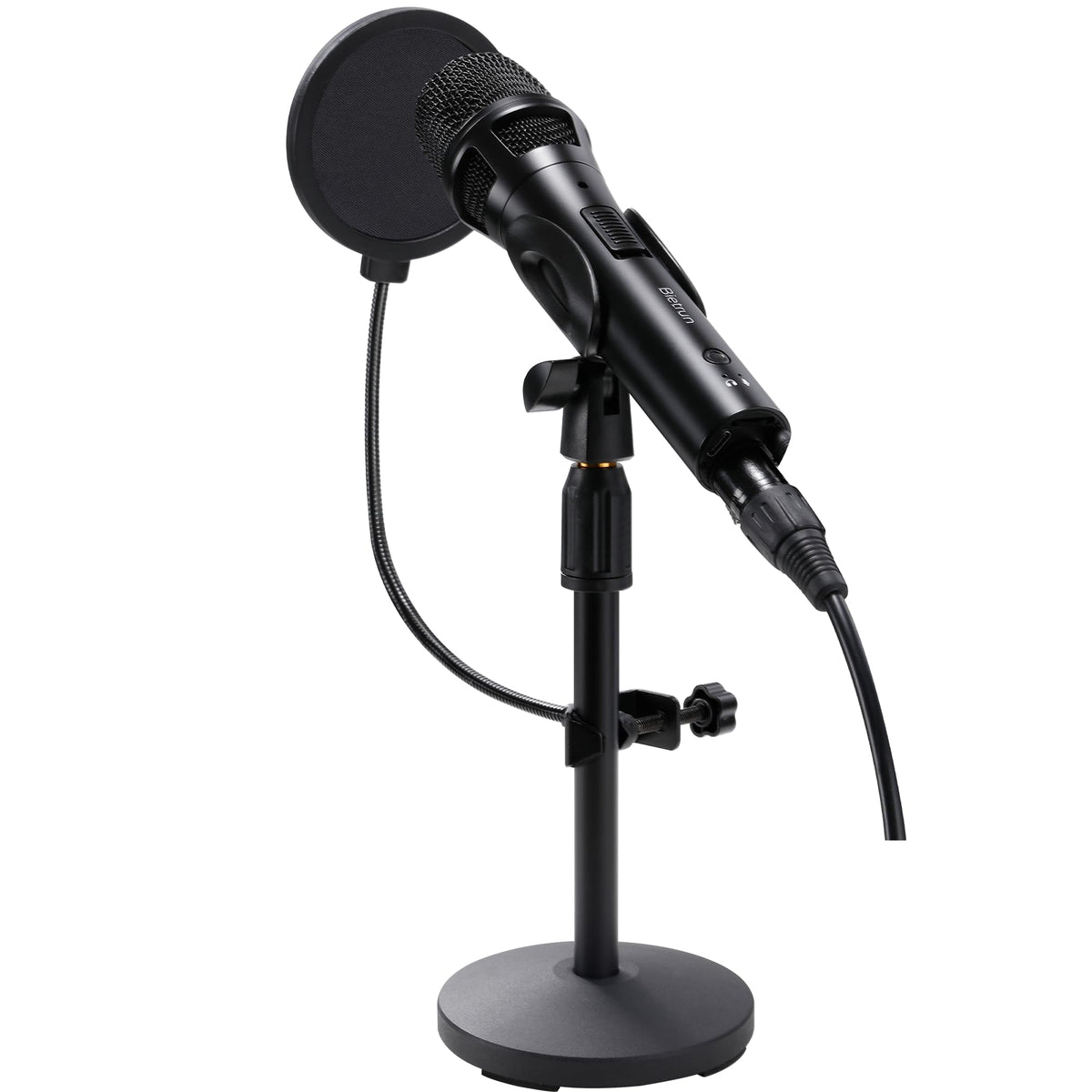USB Dynamic Microphone with Desktop Stand, Pop Filter, Headphone Jack Z331242