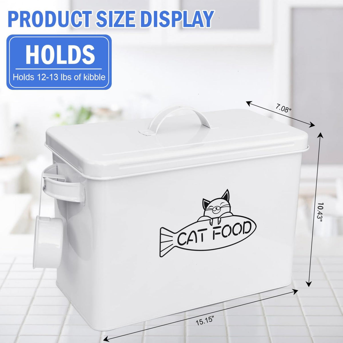 Large Airtight Pet Food Storage Container with Lid and Scoop 12-13 lbs R7814