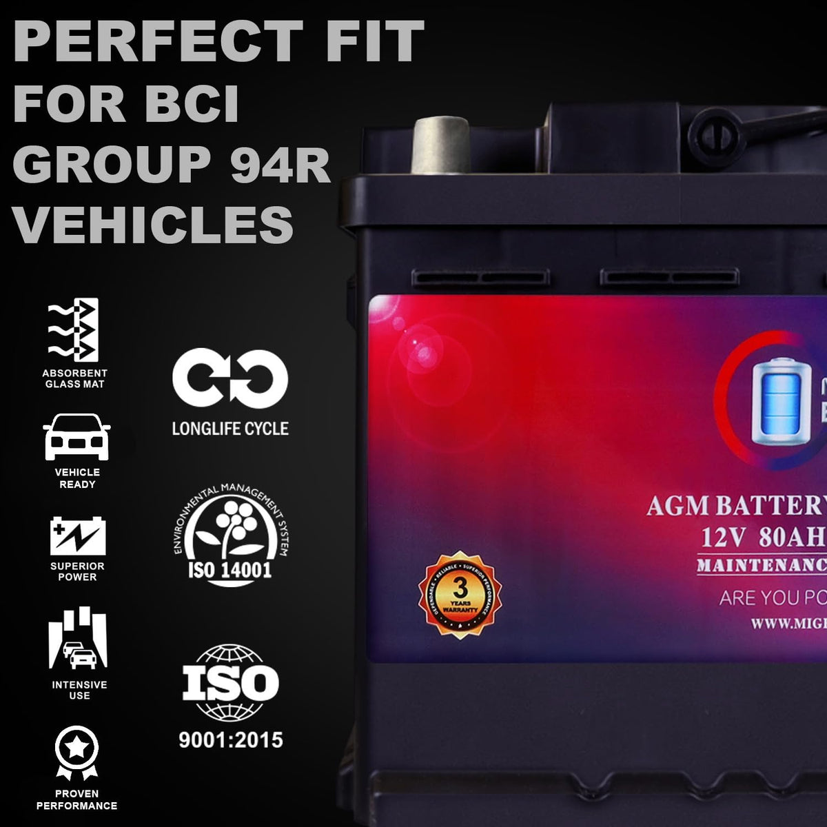 12V 80AH 850 CCA Replacement Battery C592