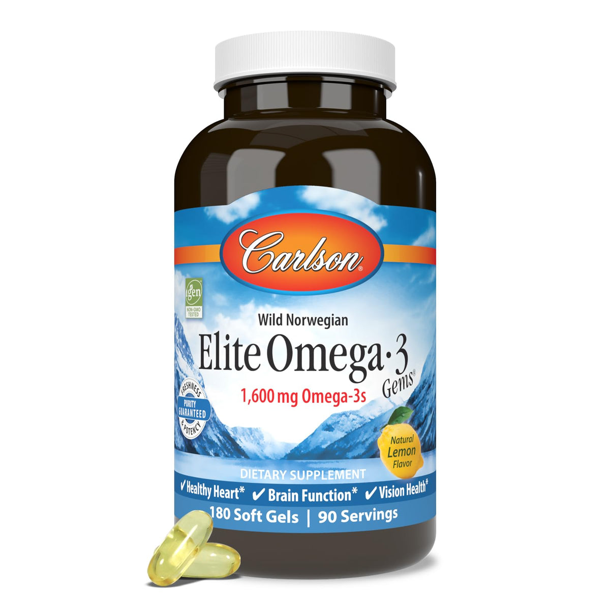 Omega-3 1600 mg Lemon 180 Softgels W3319