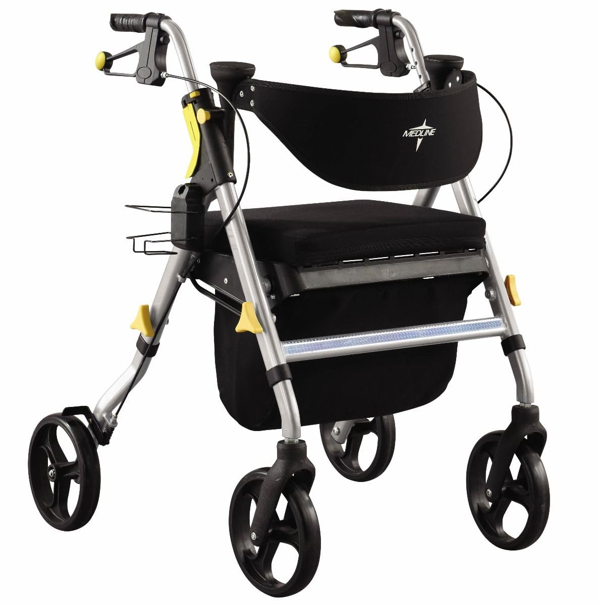 Folding Rolling Walker with Seat, 8-inch Wheels, Silver A272677