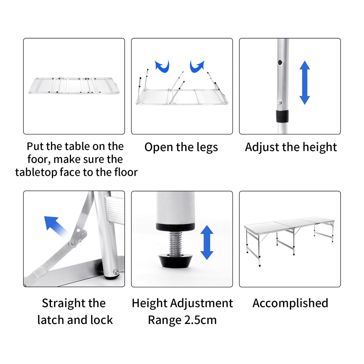 6FT Adjustable Folding Camping Table X4152