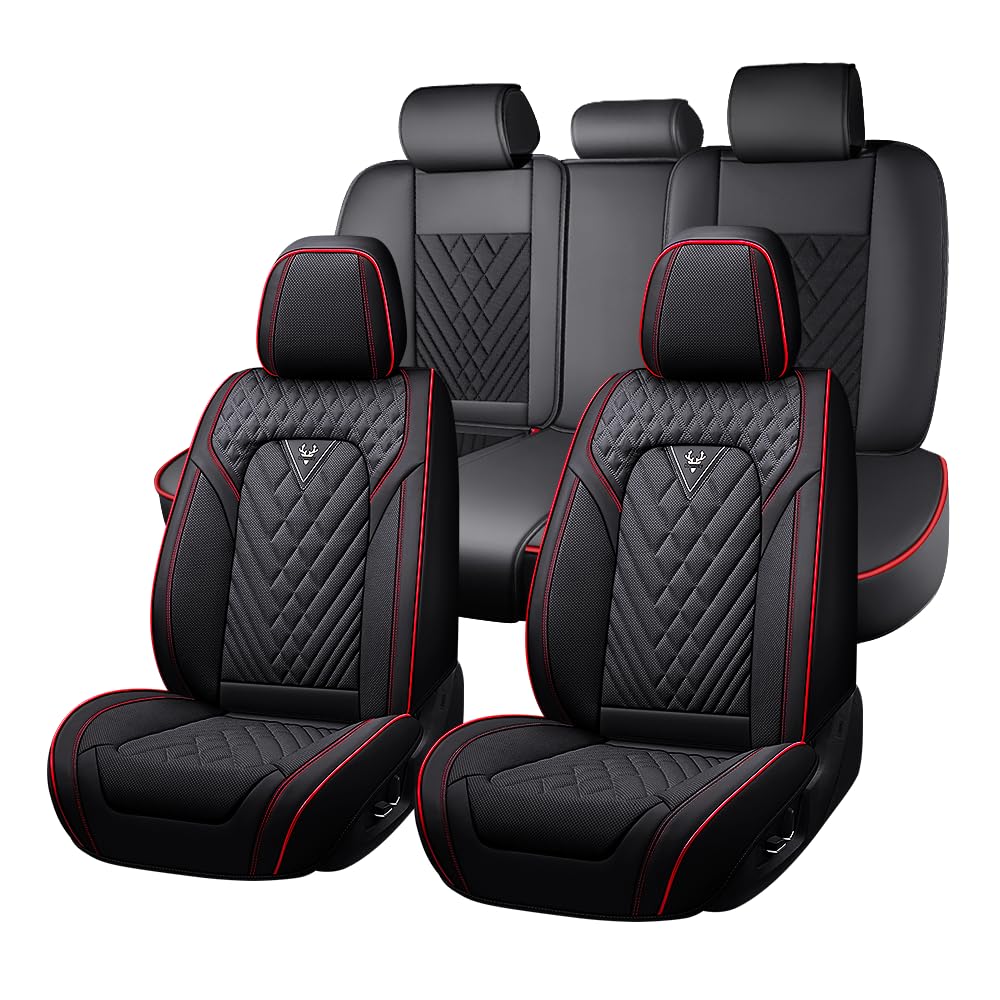 Toyota Tundra Seat Covers Nappa Leather 5 Seats Black Red Q496
