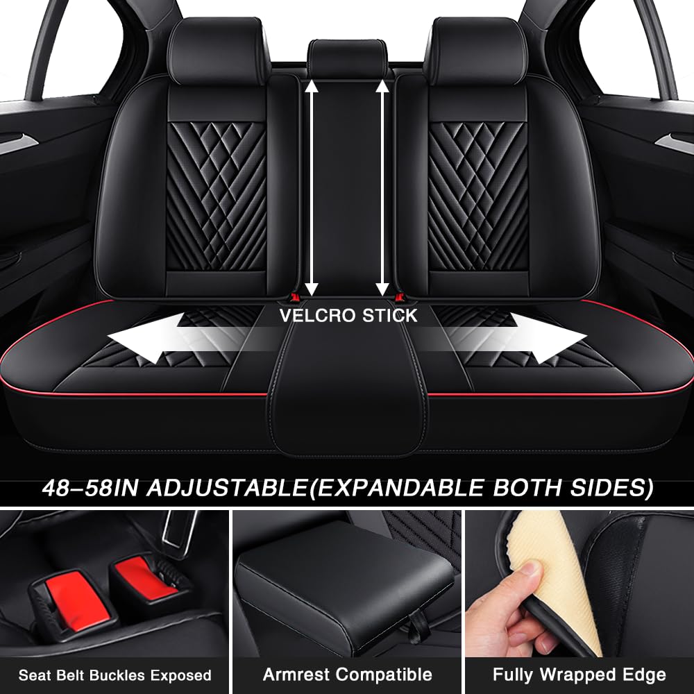 Toyota Tundra Seat Covers Nappa Leather 5 Seats Black Red Q496