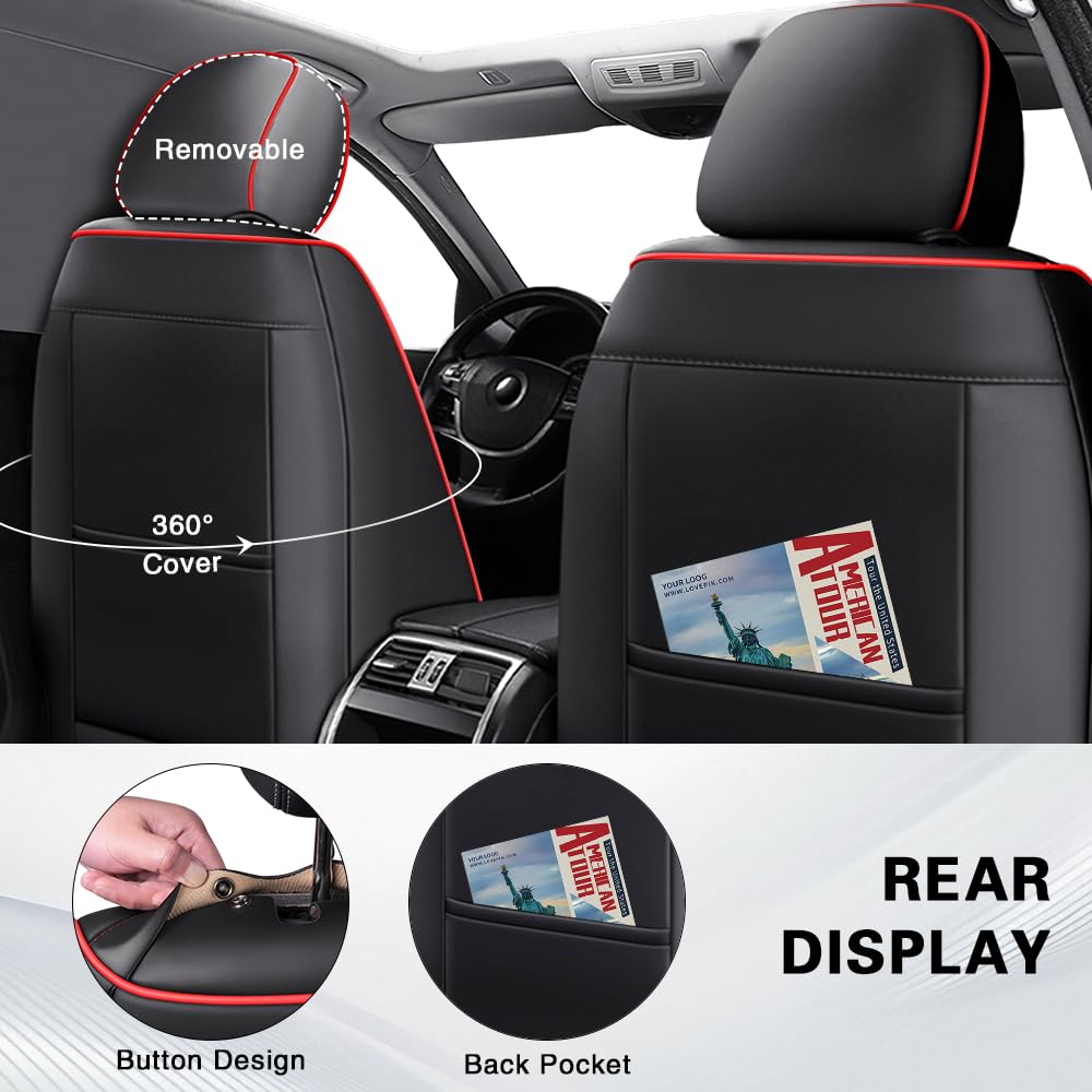 Toyota Tundra Seat Covers Nappa Leather 5 Seats Black Red Q496