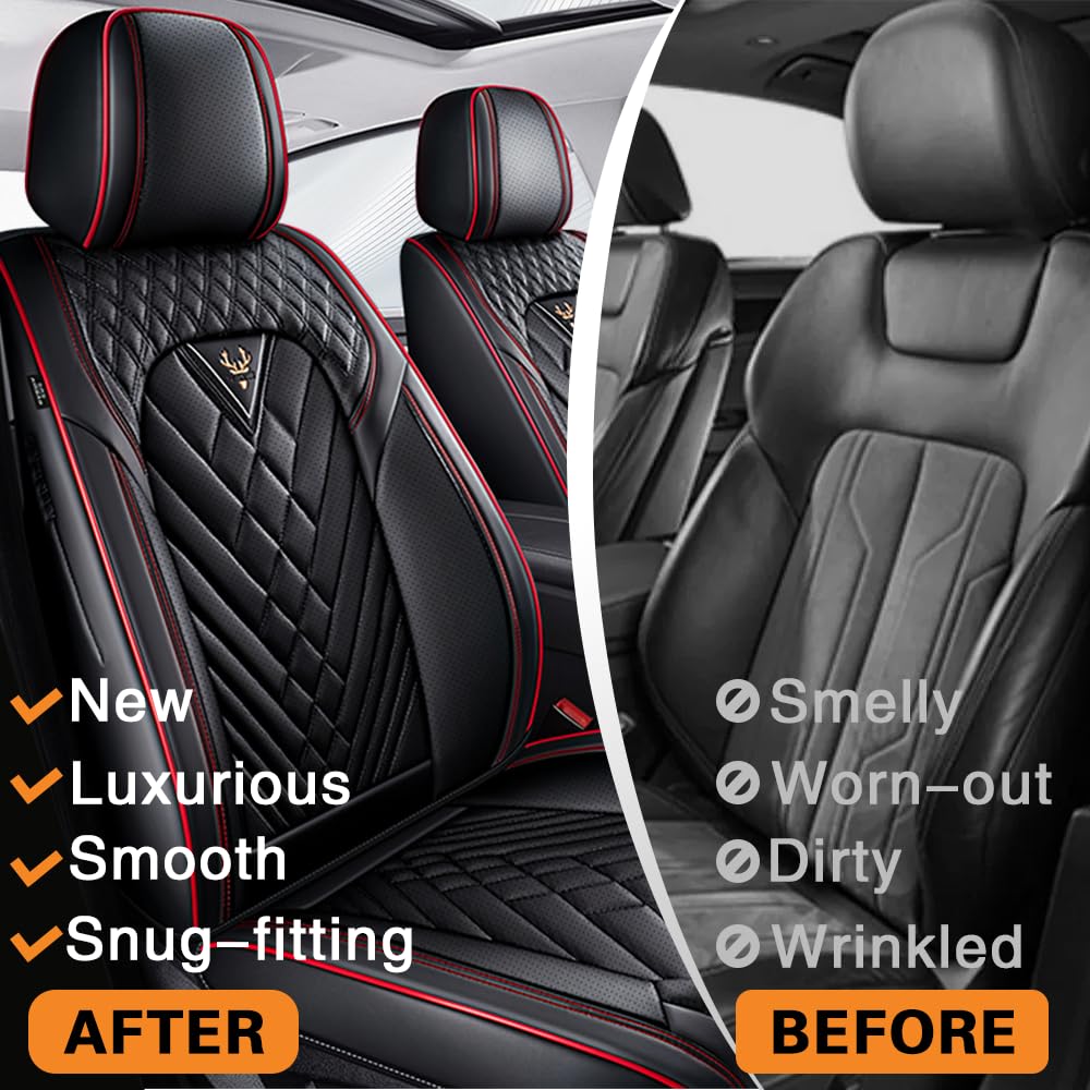 Toyota Tundra Seat Covers Nappa Leather 5 Seats Black Red Q496
