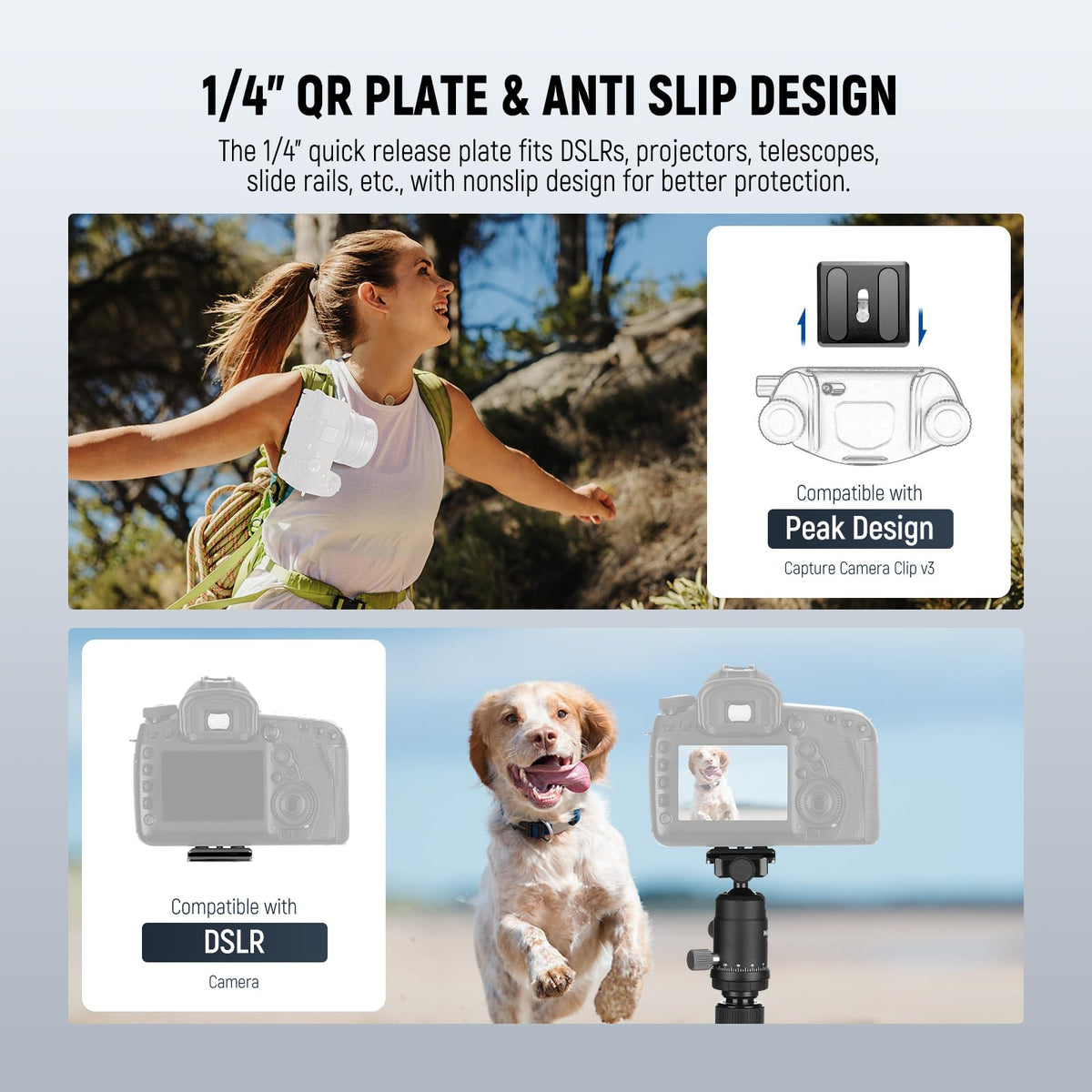 Carbon Fiber Camera Tripod Monopod 65" Lightweight Compact Travel DSLR Video Stand 360° Ball Head 13.2 lbs V689682