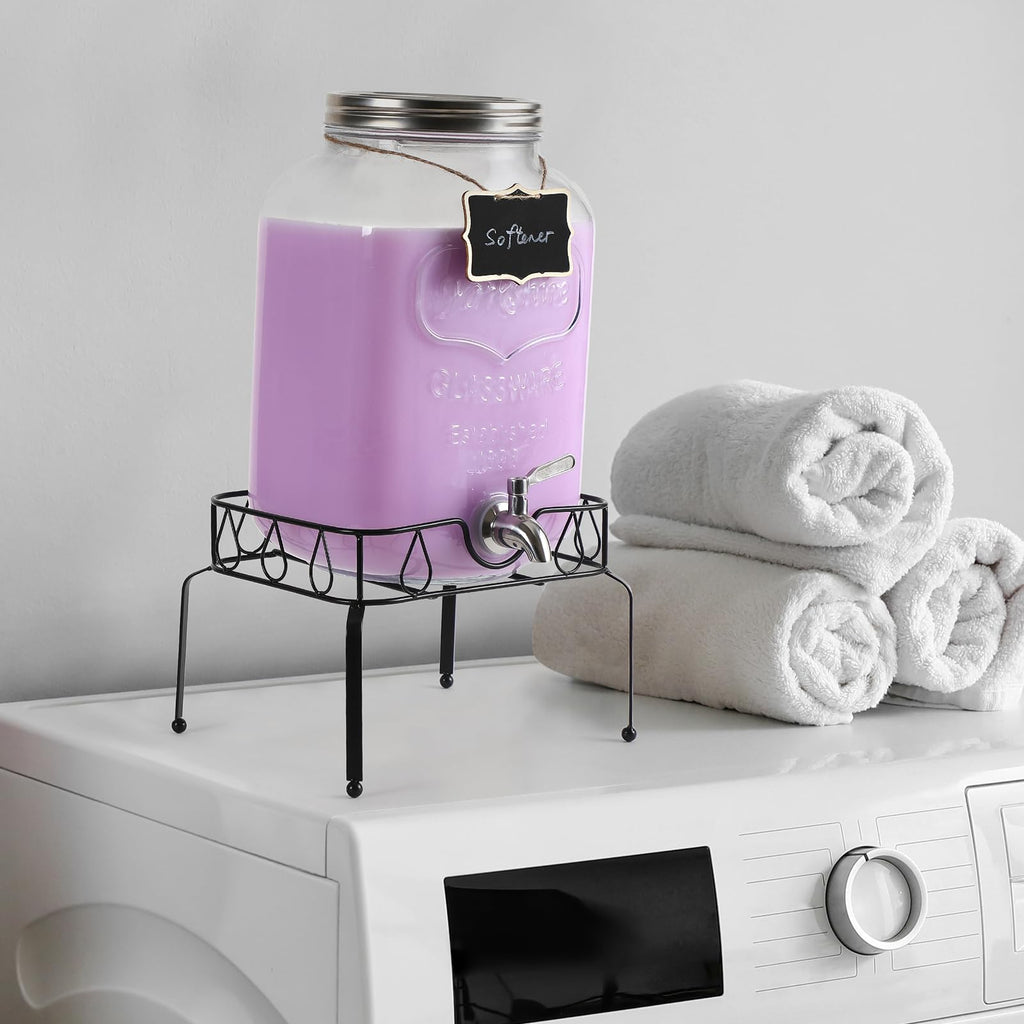 2 Gallon Glass Beverage Dispenser with Stand and Lid O927381